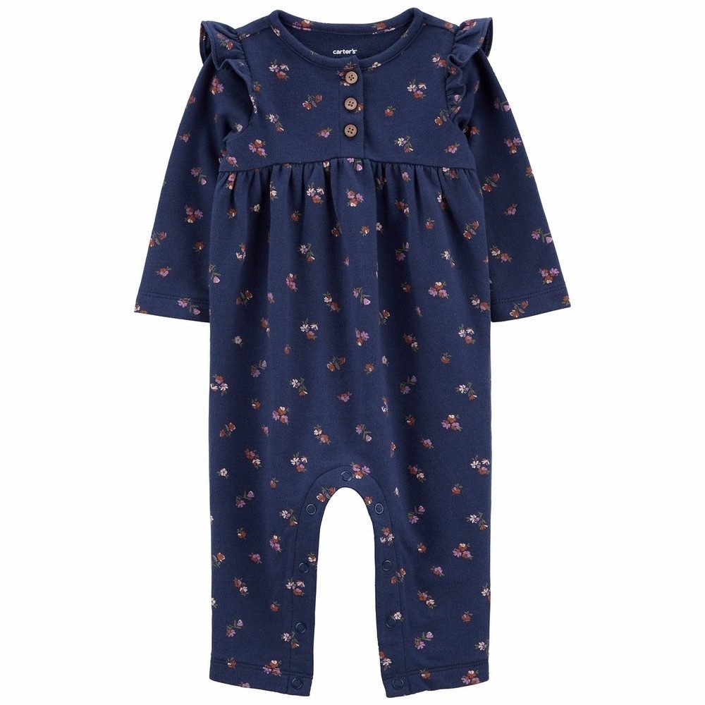 ✨2/$20✨Carter's Navy Floral Ruffle Romper / Jumpsuit